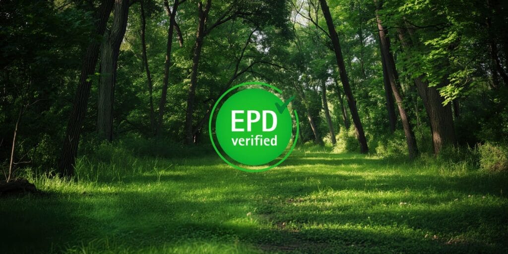 EPD verified certification logo representing compliant and third party verified Environmental Product Declarations